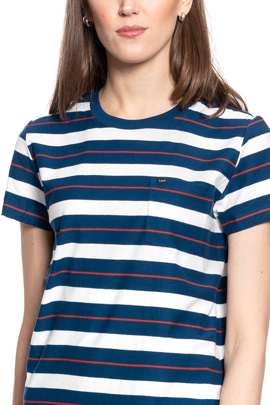 LEE RELAXED POCKET TEE DAMSKI T-SHIRT KOSZULKA W PASKI WASHED BLUE L40RYHLR 112108721