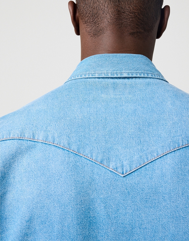 MESKA KOSZULA JEANSOWA WRANGLER WESTERN SHIRT MID LIGHT WASH 112362744