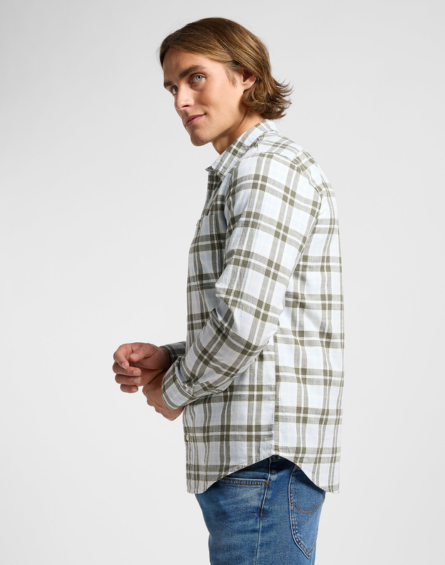 LEE MĘSKA KOSZULA LEESURE SHIRT OLIVE GROVE ECRU PLAI 112363691