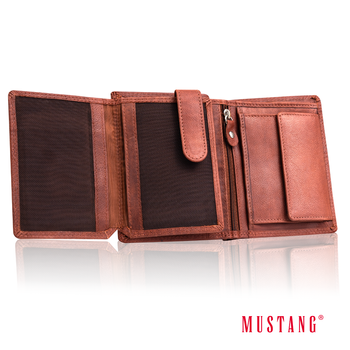 MUSTANG Denimo Wallet Side Opening SKÓRZANY PORTFEL POJEMNY NA KARTY PREMIUM