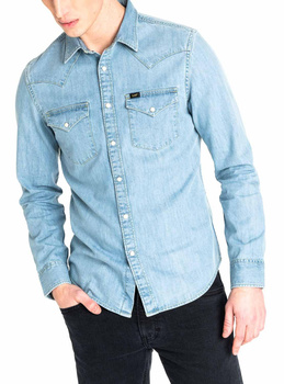 LEE WESTERN SHIRT MĘSKA KOSZULA JEANSOWA Z DŁUGIM RĘKAWEM LOGO HEATHER BLUE L643PLLI 112115421