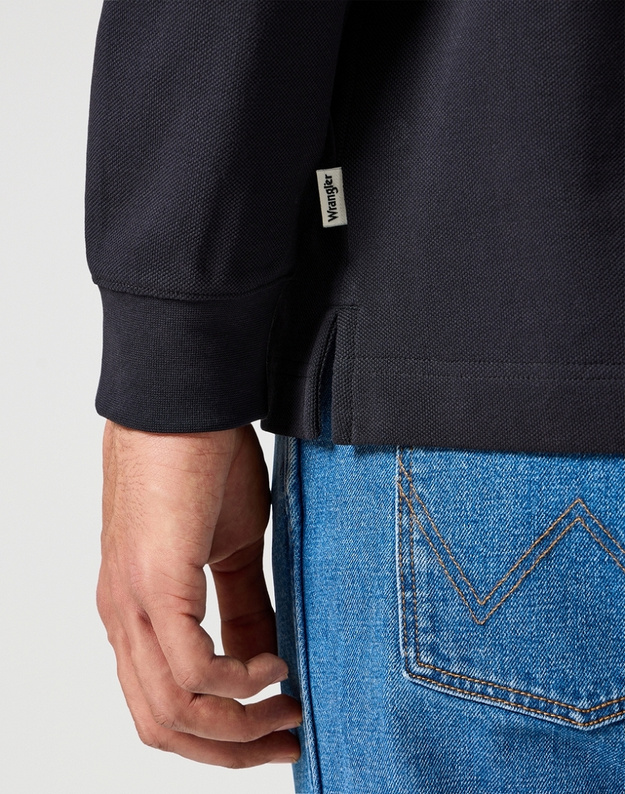MĘSKI LONGSLEEVE WRANGLER LS POLO BLACK 112355057