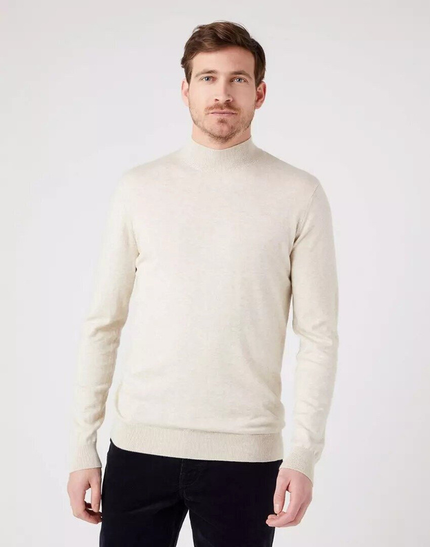 WRANGLER SEASONAL KNIT MĘSKI SWETER GOLF OAT MELE W8D12PC17 112321351