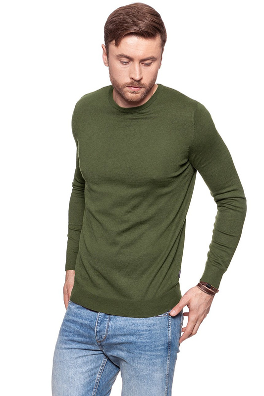 MĘSKI SWETER WRANGLER CREW NECK KNIT IVY GREEN W8538Q8IX 112132237