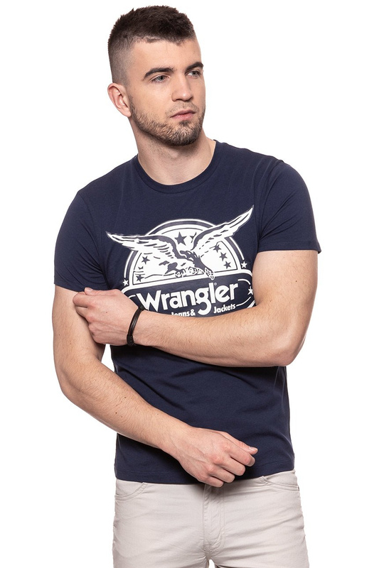 KOSZULKA WRANGLER SS EAGLE TEE NAVY W7B74FK35 112131543