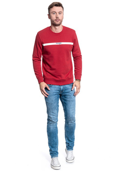 BLUZA MĘSKA WRANGLER STRIPE LOGO SWEAT RED W6A5HYX47 112130663