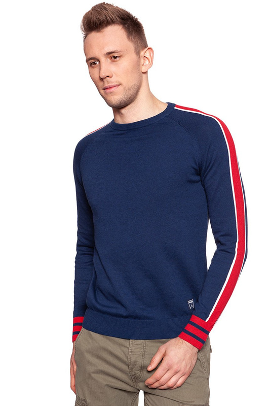 MĘSKI SWETER WRANGLER RAGLAN KNIT BLUE DEPTHS W8615PRJY 112132316