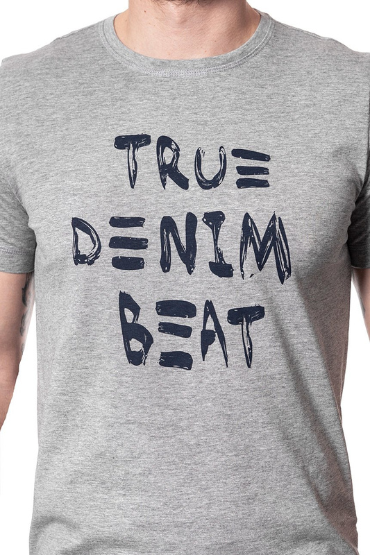 MUSTANG T SHIRT Denim Beat T-Shirt MID GREY MELANGE 1006414 4140