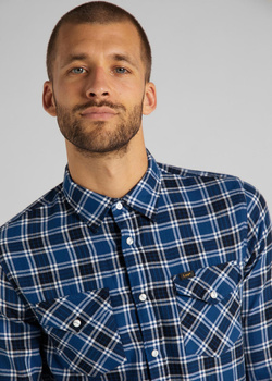 MĘSKA KOSZULA W KRATĘ LEE CLEAN WESTERN SHIRT WASHED BLUE L644RHLR 112115619