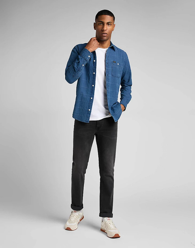 LEE LEESURE SHIRT MĘSKA KOSZULA INDIGO L66NCZDK 112321898