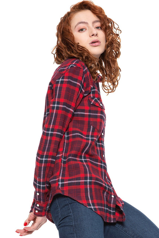 KOSZULA DAMSKA LEE REGULAR WESTERN WARP RED L46CPUKG 112110875