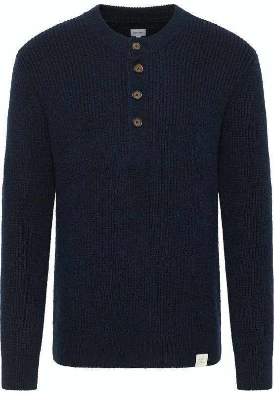 Męski Sweter Mustang Style Emil C Henley Total Eclipse 1014118 5226 