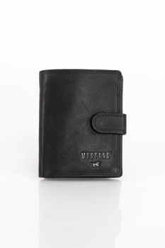 MUSTANG DENIMO HIGH WALLET MĘSKI PORTFEL SKÓRZANY NA KARTY POJEMNY BLACK RFID