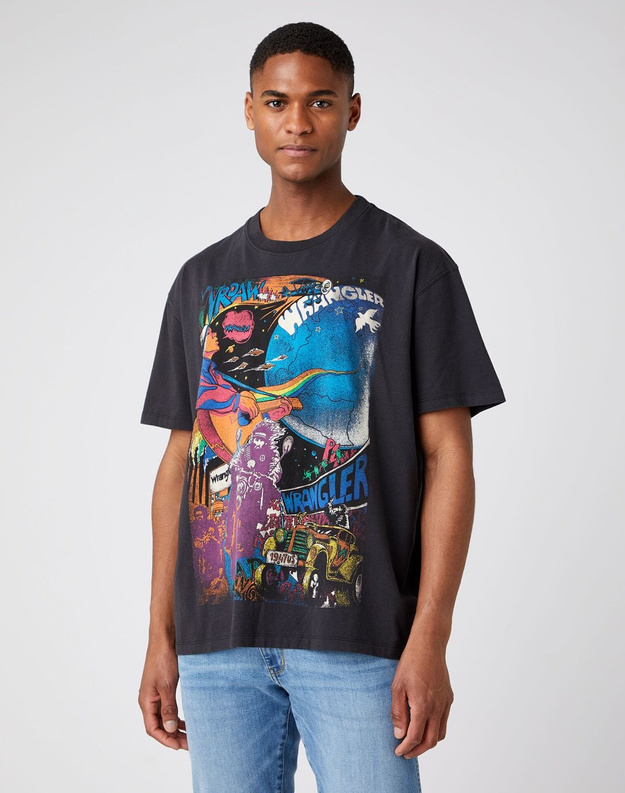 MĘSKI T-SHIRT WRANGLER 70S TEE FADED BLACK W7J7GFXV6 112141555