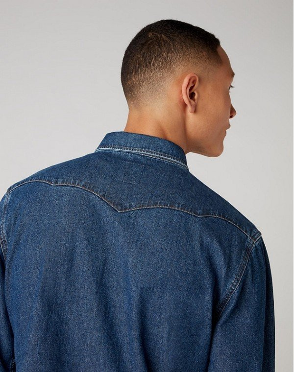 MĘSKA KOSZULA JEANSOWA WRANGLER 27MW ICON SHIRT GOOD VIBES W5MS1W13V 112130239
