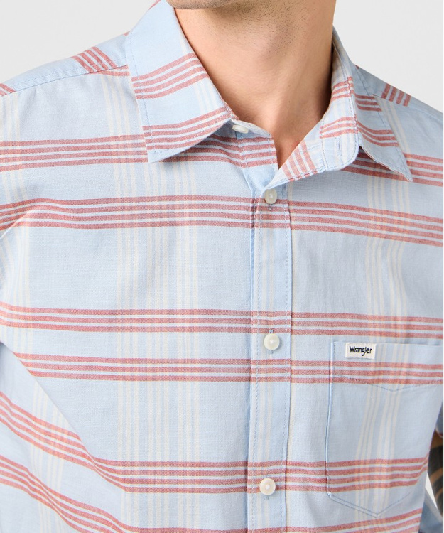 MESKA KOSZULA WRANGLER SS 1 PKT SHIRT NIAGARA MIST 112362756