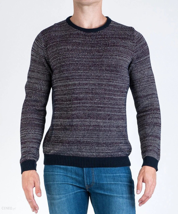 LEE 4 TONE CREW KNIT MĘSKI SWETER KLASYCZNY NIEROZPINANY MIDNIGHT BLUE L84SAKDB