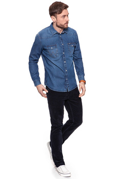 KOSZULA JEANSOWA MĘSKA WRANGLER WESTERN DENIM SHIRT MID STONE W5973LWZ4 112129837