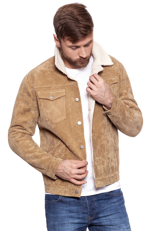 KURTKA ZIMOWA WRANGLER CORD TRUCKER CLAY BEIGE W4735VNWM 112129032