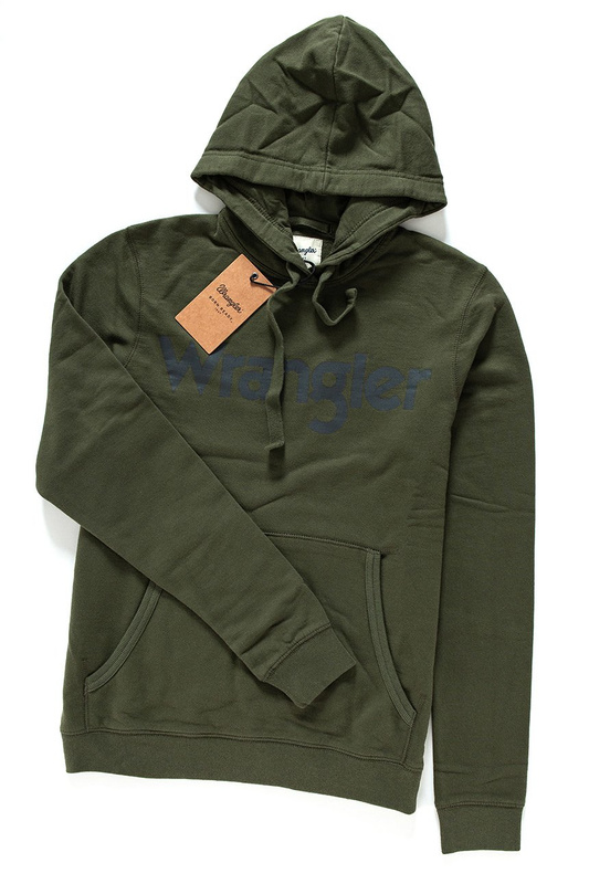 WRANGLER LOGO POPOVER HOODIE FOREST NIGHT W6533HYIG