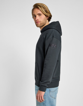 MĘSKA BLUZA Z KAPTUREM LEE CORE RELAXED HOODIE WASHED BLACK 112355528