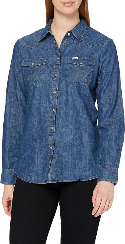 WRANGLER DENIM WESTERN SHIRT DAMSKA KOSZULA JEANSOWA DARK INDIGO W5Z02AX1E 112130352