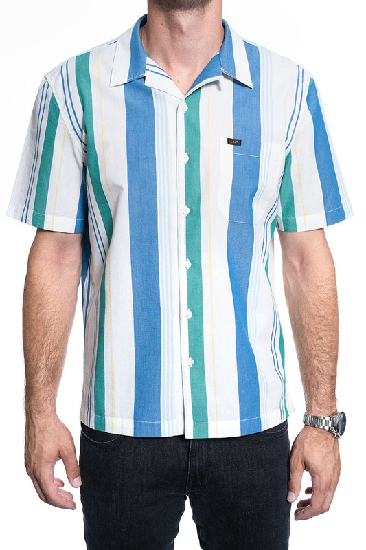 KOSZULA MĘSKA LEE SS RESORT SHIRT SUMMER BLUE L67PDVNJ 112116907