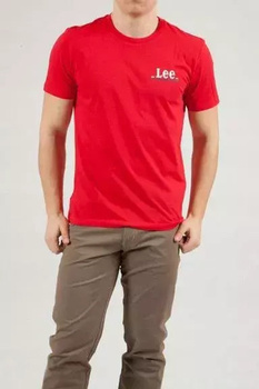 LEE SMALL LOGO TEE REGULAR FIT MĘSKI T-SHIRT KOSZULKA LOGO BRIGHT RED L62GFQEF 112114578