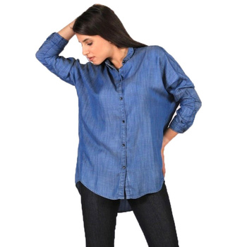 DAMSKA KOSZULA MATERIAŁOWA LEE LONGLINE SHIRT BLEACHED DENIM L46DKRES 112110890