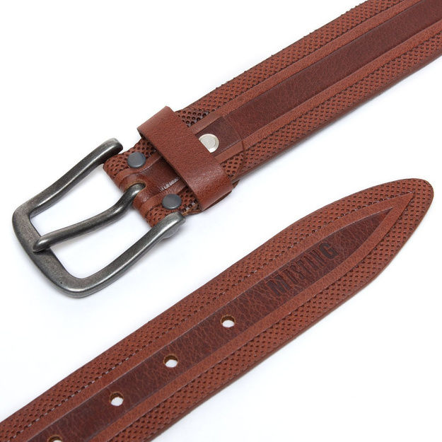 ZESTAW PREZENTOWY MUSTANG - SKÓRZANY PORTFEL I PASEK MĘSKI BROWN