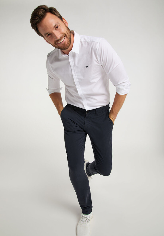 MUSTANG Classic Chino MĘSKIE SPODNIE MATERIAŁOWE BLUE NIGHTS 1009612 4085