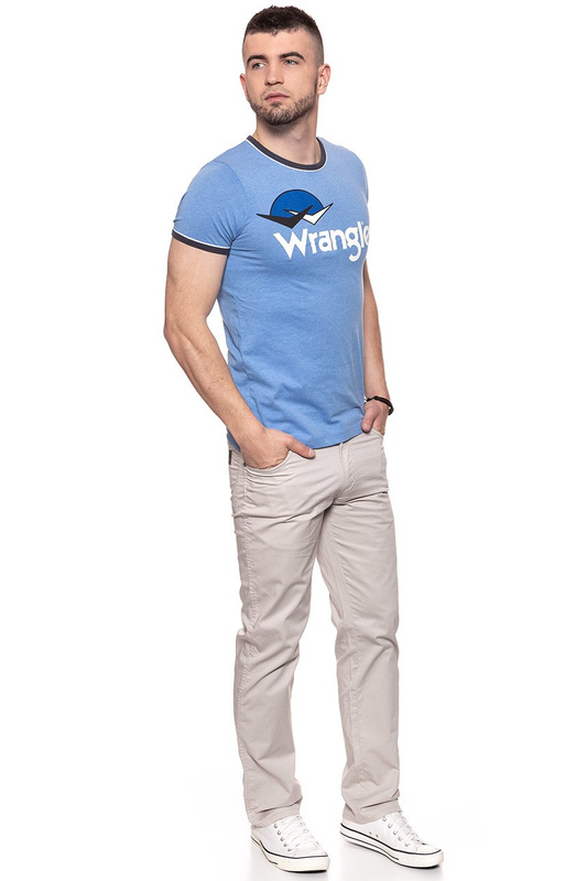 KOSZULKA WRANGLER RINGER LOGO TEE RIVIERA BLUE W7B45FQ7S 112131478