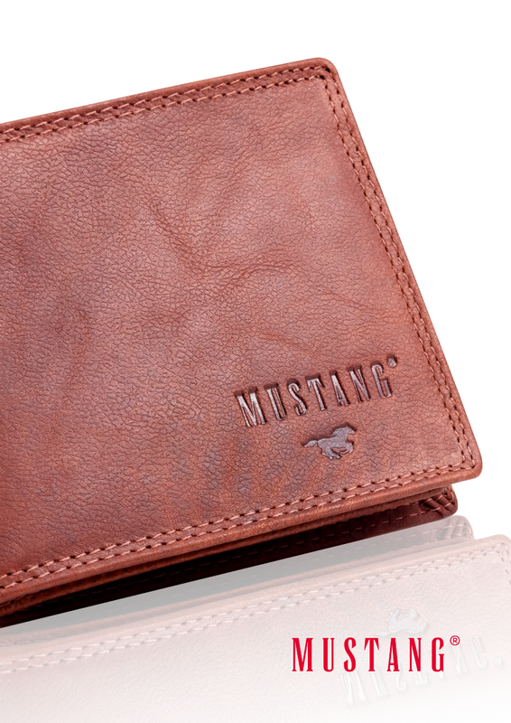 MUSTANG Denimo High Wallet Side Opening With Button SKÓRZANY PORTFEL POJEMNY NA KARTY PREMIUM 