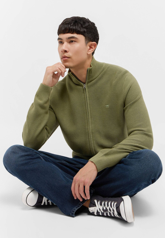 Sweter Męski Rozpinany Mustang Style Escondido Oil Green 1015476 6273 