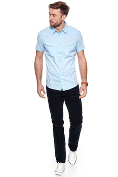 KOSZULA MĘSKA KRÓTKI RĘKAW WRANGLER SS WESTERN SHIRT CHAMBRAY BLUE W58736SUV 112129541