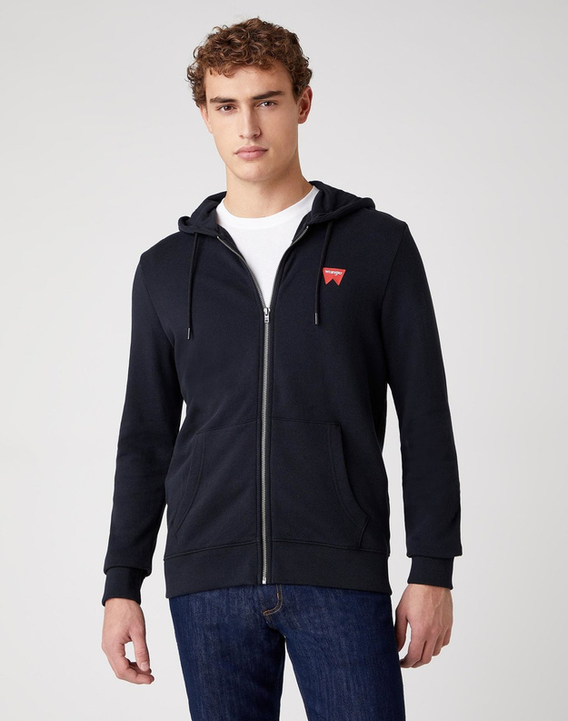 WRANGLER ZIP THRU HOODIE MĘSKA BLUZA Z KAPTUREM ROZPINANA LOGO BLACK W6B4HA100 112130686