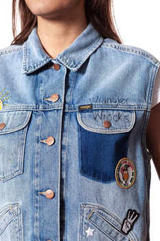 DAMSKI BEZRĘKAWNIK JEANSOWY WRANGLER RETRO VEST WOODSTOK W414GF129 112128779