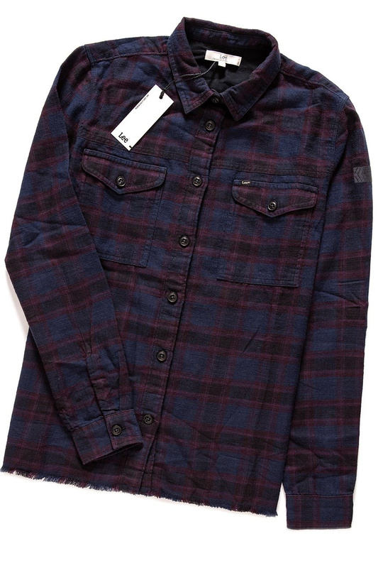 LEE FRAYED HEM SHIRT DEEP PLUM L49XFNDS
