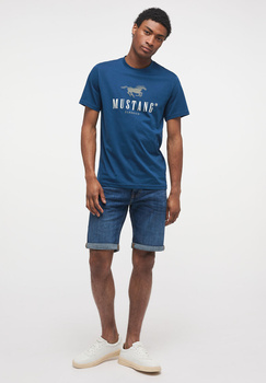 MUSTANG ALEX C PRINT MĘSKI T-SHIRT KOSZULKA LOGO INSIGNIA BLUE 1013808 5230