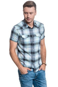 KOSZULA MĘSKA WRANGLER SS WESTERN SHIRT GREEN SPRAY W5J0ORXHR 112130155