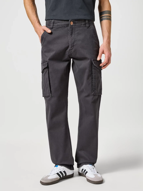 MESKIE SPODNIE WRANGLER MATERIAŁOWE CASEY JONES CARGO REGULAR FADED BLACK 112356845 W175008628
