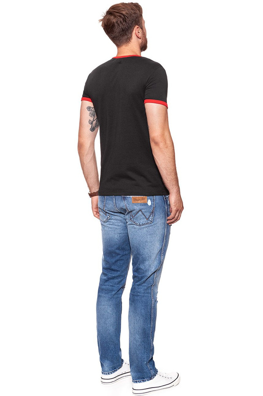KOSZULKA WRANGLER LOGO RINGER TEE FADED BLACK W7B68FQV6 112131530