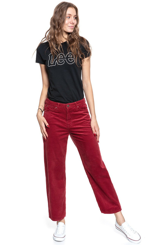 DAMSKIE SPODNIE SZTRUKSOWE LEE 5 POCKET WIDE LEG BIKING RED L30SDC87 112106606