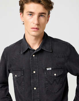 MESKA KOSZULA JEANSOWA WRANGLER WESTERN SHIRT RINSE BLACK 112362906
