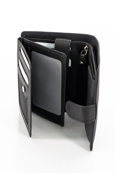 MUSTANG DENIMO WALLET MĘSKI PORTFEL SKÓRZANY POJEMNY KARTY BLACK