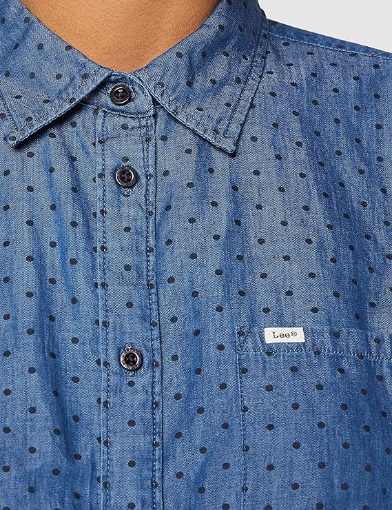 LEE REGULAR SHIRT DAMSKA KOSZULA MATERIAŁOWA Z DŁUGIM RĘKAWEM FROST BLUE L46AGZMJ 112110723