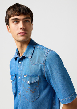 MESKA KOSZULA WRANGLER SS WESTERN SHIRT MID WASH 112362743