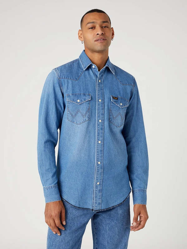 WRANGLER HERITAGE SHIRT MĘSKA KOSZULA JEANSOWA JEANS AUTHENTIC BLUE W5D1EM32F 112332226