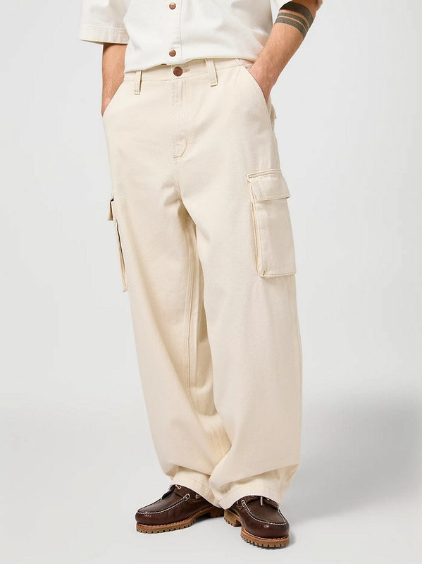 MESKIE SPODNIE WRANGLER CJ LOOSE CARGO ECRU 112362500