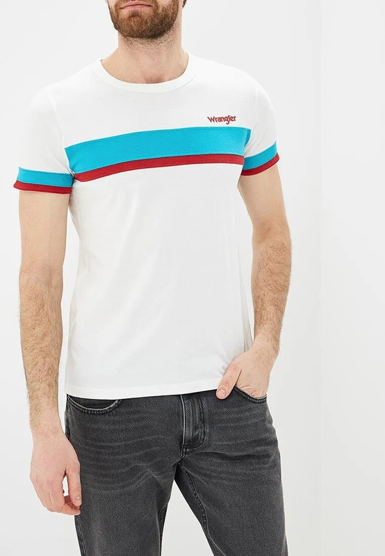 WRANGLER BAND STRIPE TEE MĘSKI T-SHIRT OFF WHITE W7C19FK02 112131646